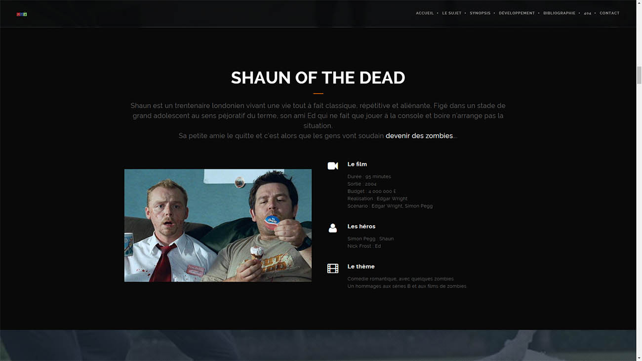 Travail de master, recherche sur la trilogie Blood and Ice Cream